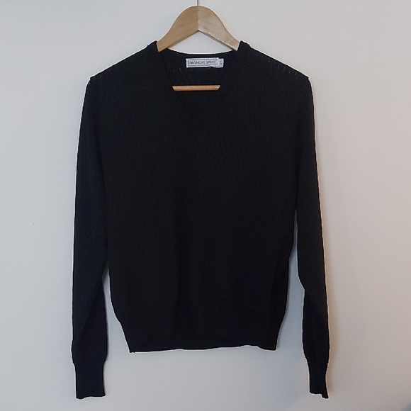 Givenchy Sport Eyelet Knit V Neck Sweater Ribbed Knit Cuffs Vintage Size 42 - Picture 1 of 6